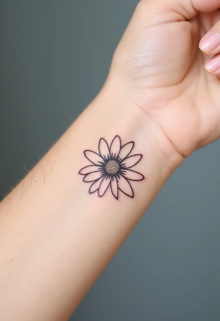 30 Daisy Tattoo Ideas for a Fresh and Delicate Design - 1. Minimalist Daisy Outline
