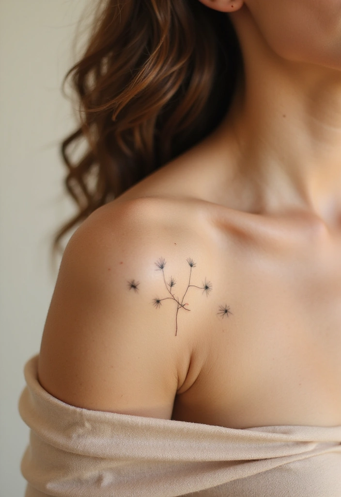 30 Dandelion Tattoo on Shoulder Ideas That Inspire Freedom - 1. Minimalist Dandelion with Floating Seeds