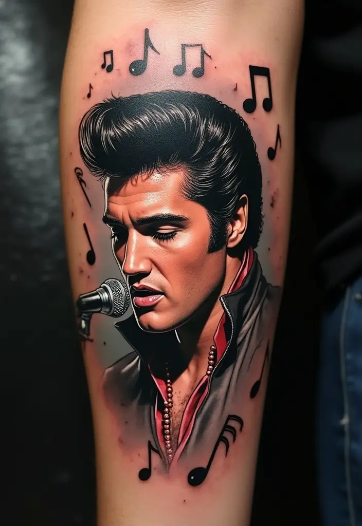 30 Elvis Silhouette Tattoo Ideas for Rock Legends - 1. Classic Elvis Pose