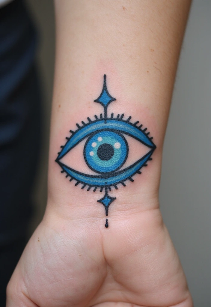 30 Evil Eye Tattoo Designs for Protection and Style - 1. Classic Blue Eye