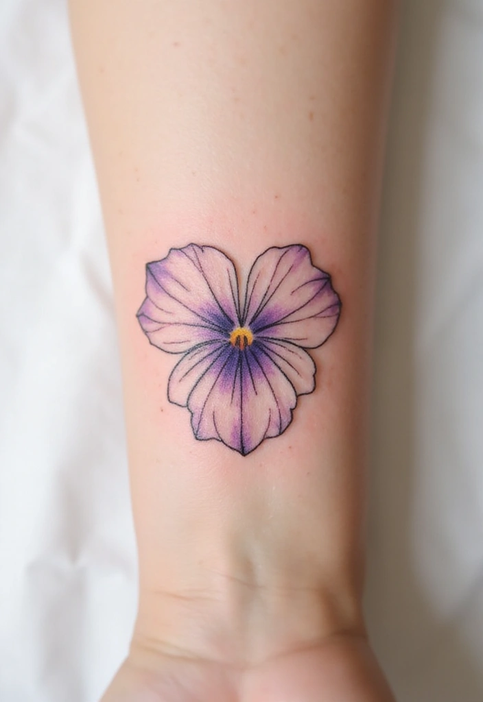 30 February Flower Tattoo Ideas with Birth Month Beauty - 1. Minimalist Violet Outline