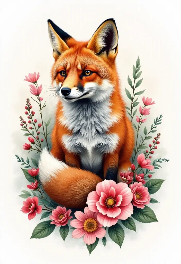 30 Fox Tattoos for Women That Highlight Feminine Energy - 1. Floral Fox Tattoo