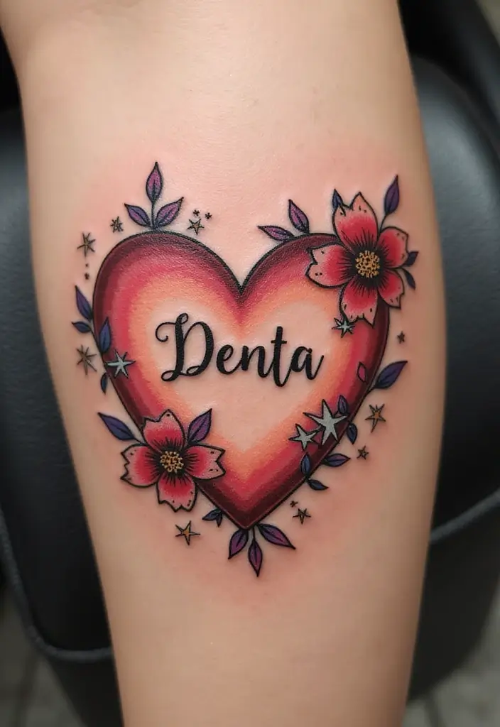 30 Heart Tattoos with Names to Celebrate Love and Bonds - 1. Classic Heart with a Name