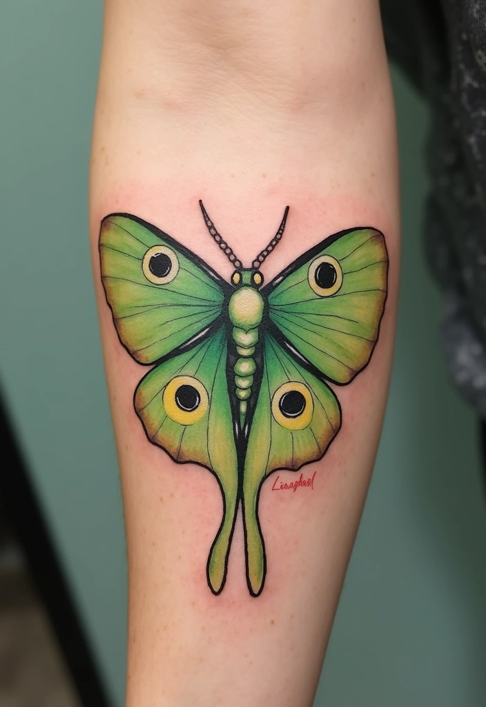 30 Moth Tattoo Designs with Symbolism and Beauty - 1. The Classic Luna Moth
