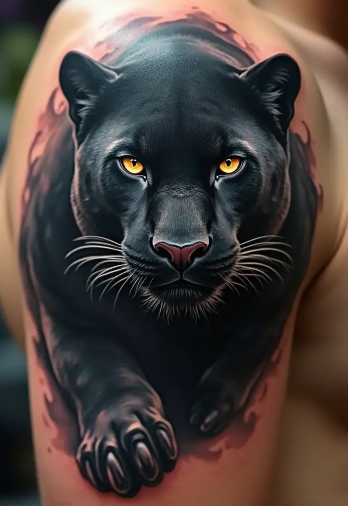 30 Panther Tattoo Designs That Represent Power and Mystery - 1. Fierce Black Panther