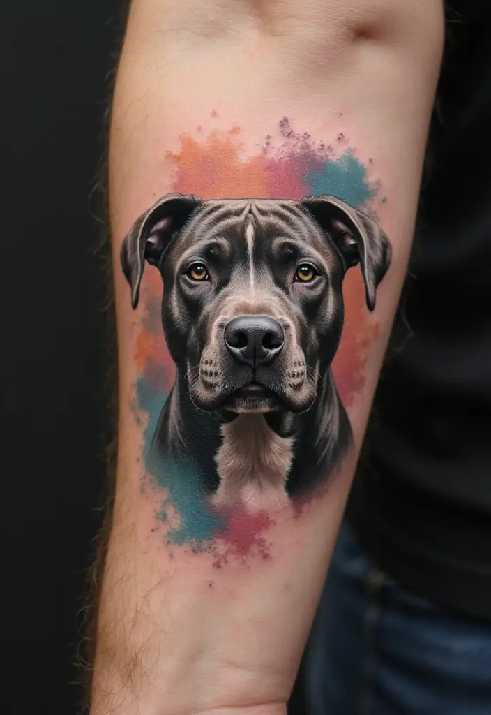 30 Pitbull Tattoo Designs Celebrating Strength and Loyalty - 1. Realistic Pitbull Portrait