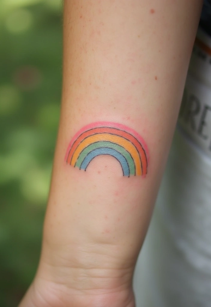 30 Rainbow Tattoo Ideas Full of Color and Meaning - 1. Minimalist Rainbow Lines