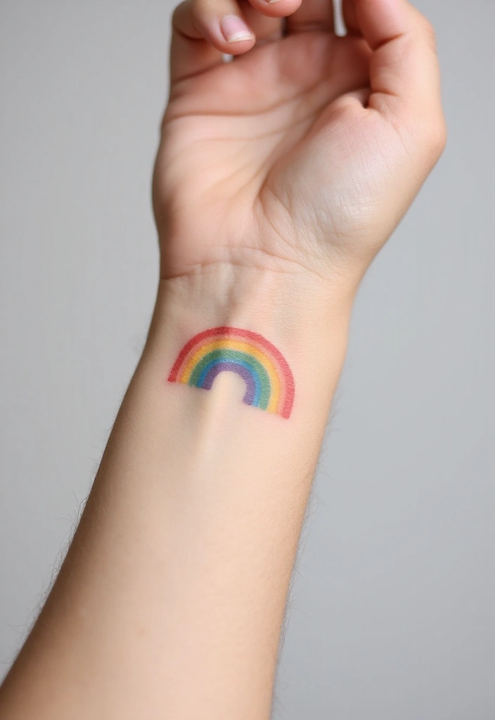 30 Rainbow Tattoos That Symbolize Hope and Diversity - 1. Minimalist Rainbow Arc