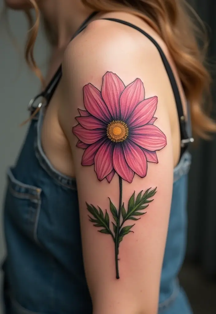 30 September Birth Flower Tattoo Ideas with Meaning - 1. Elegant Aster Blossom