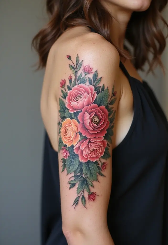 30 Sexiest Tattoos for Women with Confident Style - 1. Floral Sleeve Tattoos
