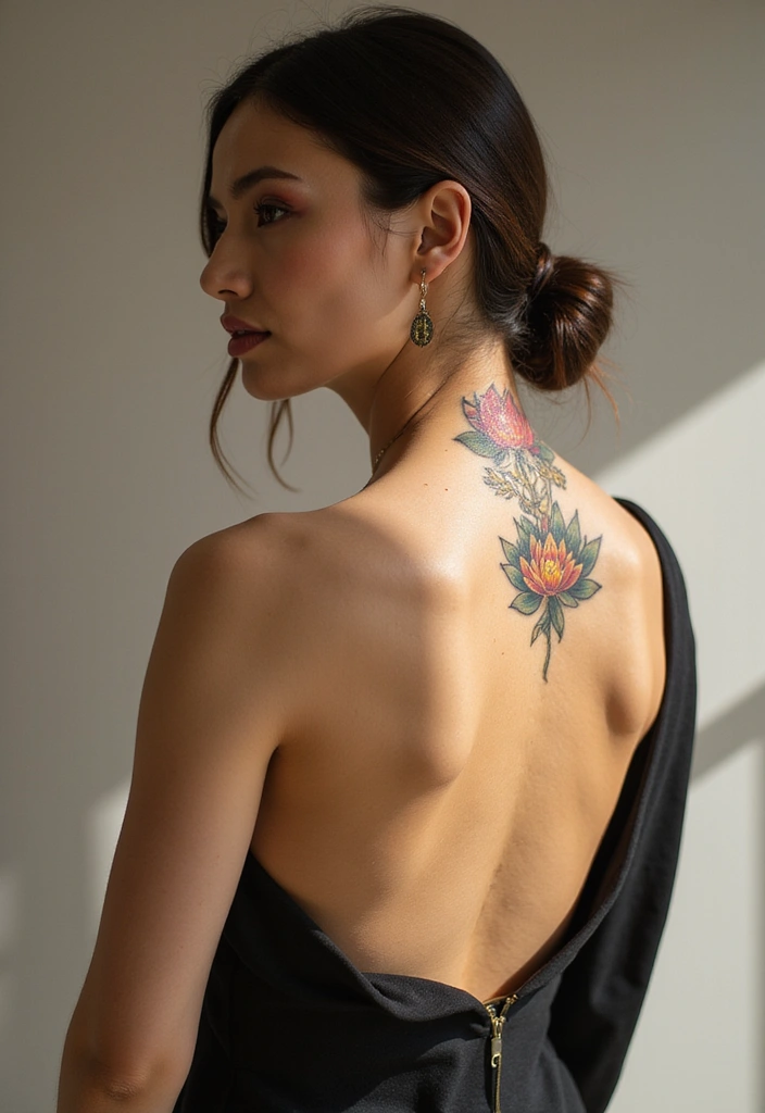 30 Spiritual Neck Tattoos with Deep Symbolism - 1. The Lotus Flower