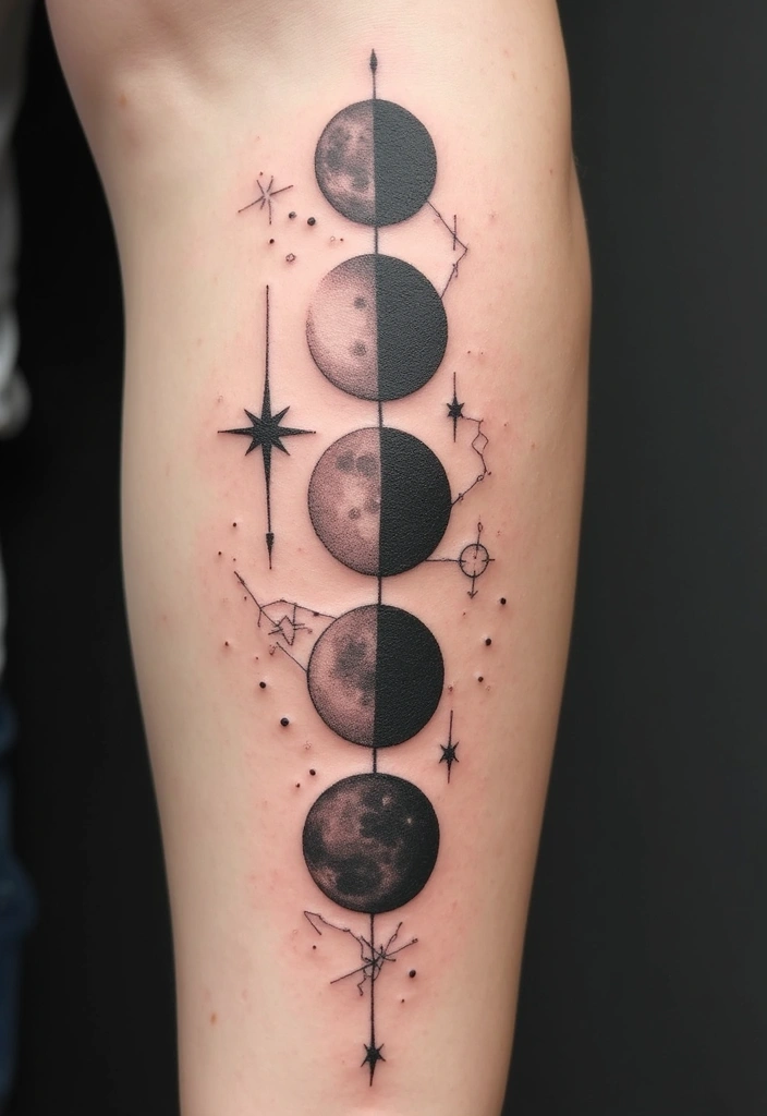 30 Supernatural Tattoos Inspired by the Series and Beyond - 1. Celestial Moon Phases