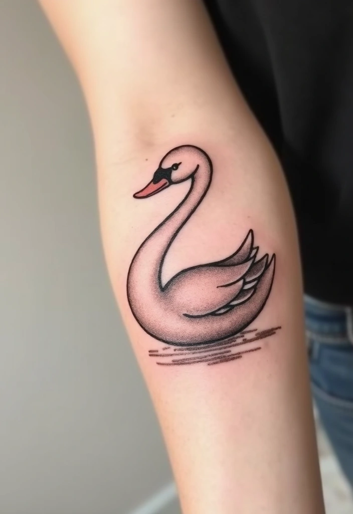 30 Graceful Swan Tattoo Ideas for a Timeless Look - 1. Minimalist Swan Outline