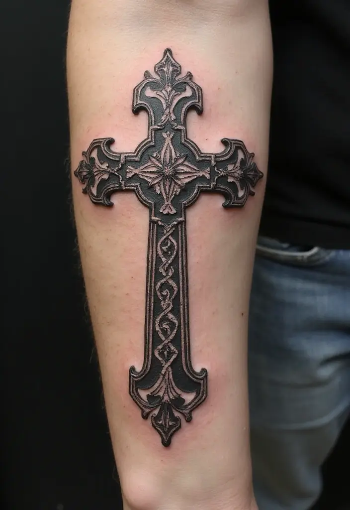 30 Tattoo Cross 3D Designs That Look Realistic - 1. The Classic 3D Cross