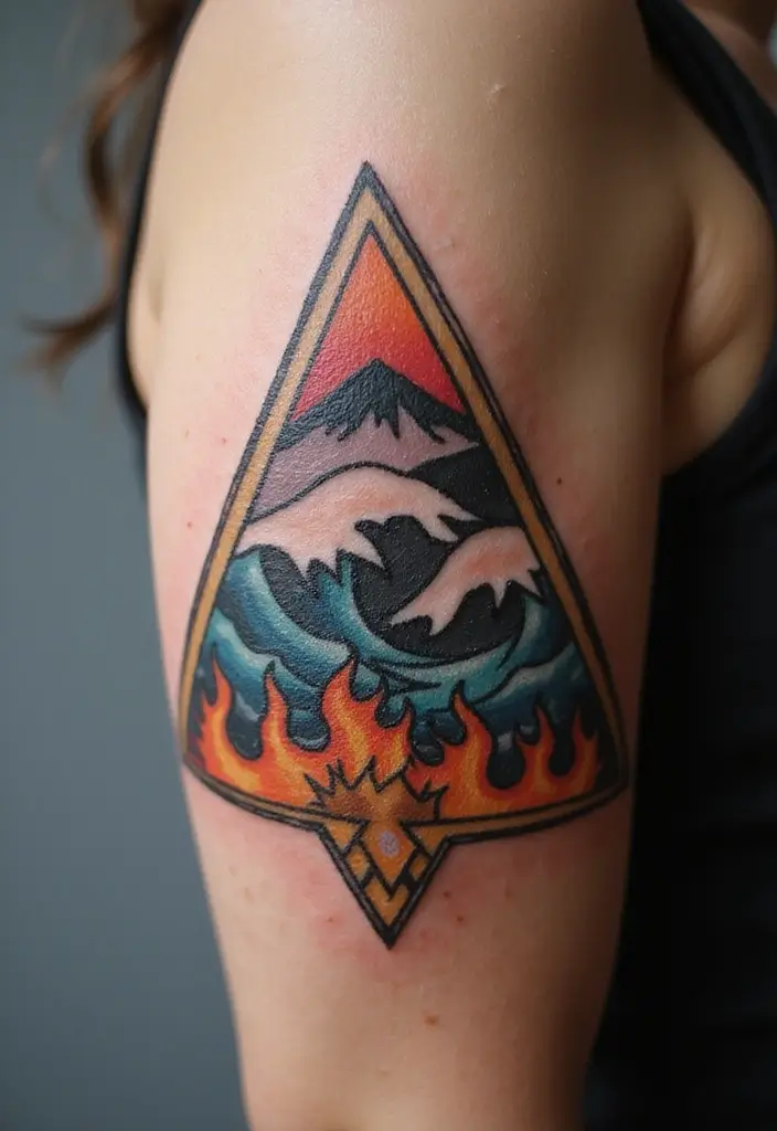 30 Triangle Tattoos for Guys That Carry Symbolic Meaning - 1. The Elemental Triangle