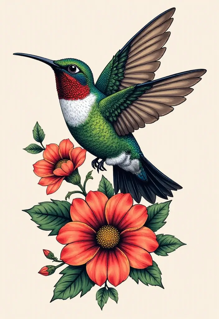 30 3D Hummingbird Tattoos That Feel Lifelike - 20. The Bold Statement