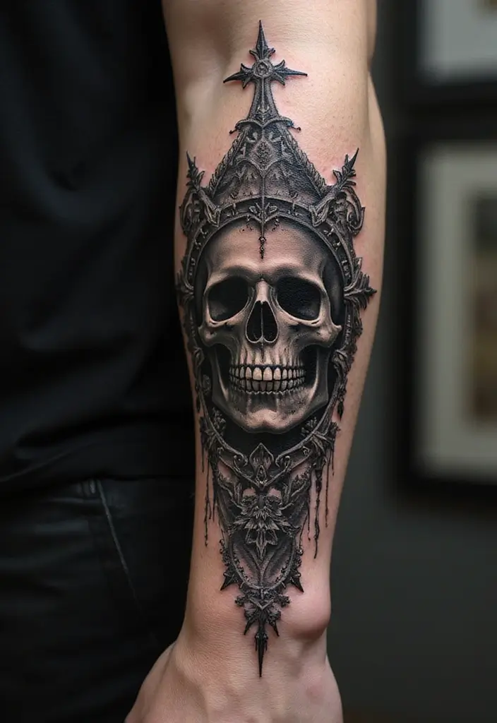 30 Blackwork Tattoo Ideas That Are Bold and Artistic - 20. Gothic and Dark Art