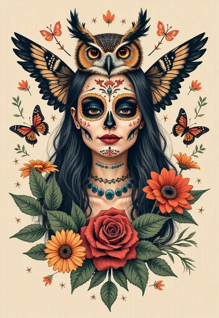 30 Calavera Tattoo Inspirations for Day of the Dead - 20. Symbolic Animals