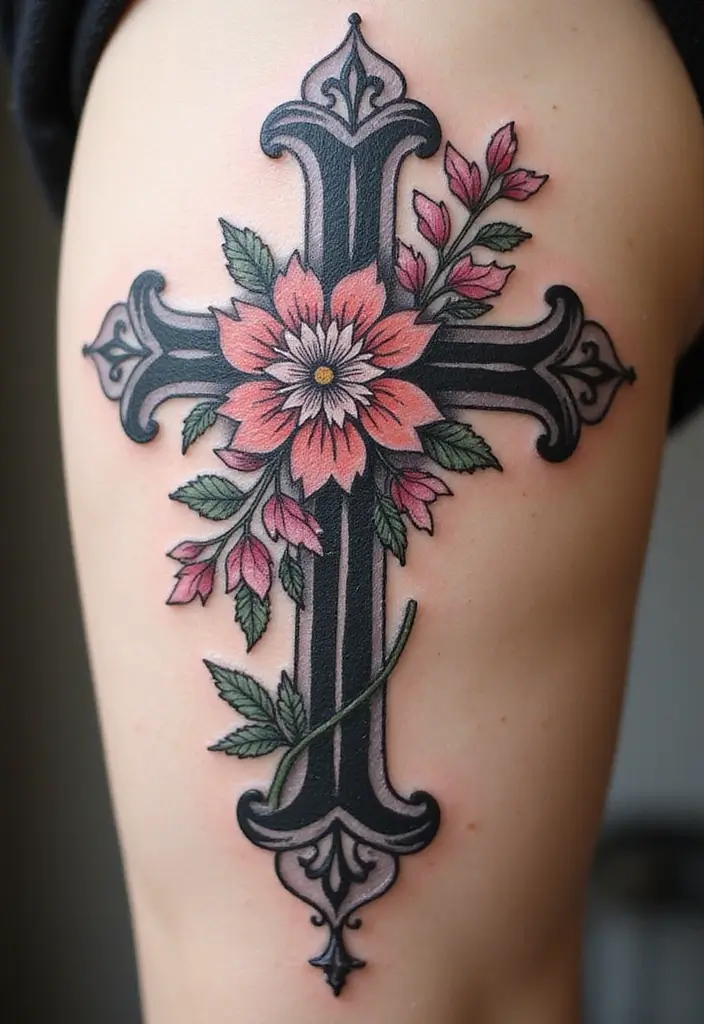 30 Dark Gothic Tattoos with Mysterious and Edgy Aesthetics - 20. The Gothic Cross