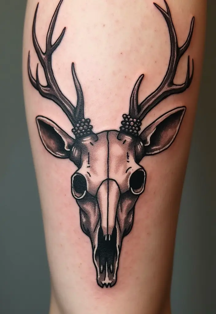 30 Deer Skull Tattoos That Capture Rustic Strength - 20. Faux Taxidermy Aesthetic