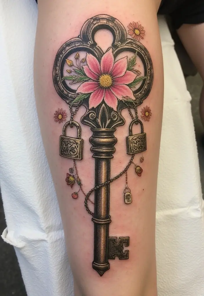 30 Dreamer Tattoo Meaning and Inspirational Designs - 20. Key Tattoos - Unlocking Dreams