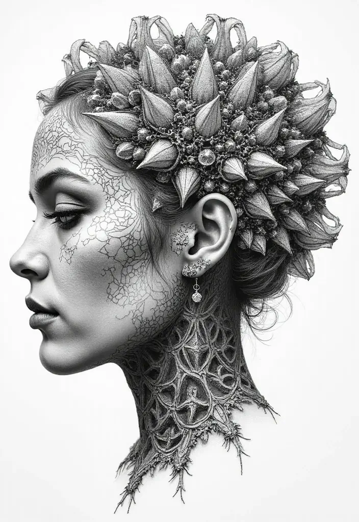 30 Geometric Head Tattoo Ideas for Bold Expression - 20. Fractal Geometry
