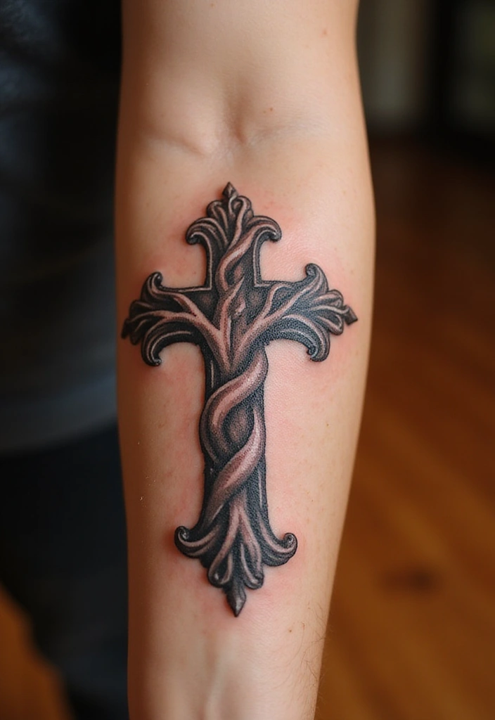 30 Hand Cross Tattoos That Blend Faith and Style - 20. Cross with a Tree of Life