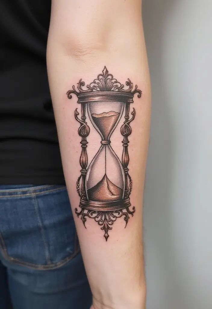 30 Karma Tattoo Meaning and Stunning Design Ideas - 20. Hourglass Tattoo