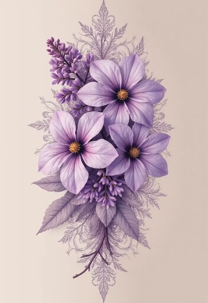 30 Lilac Flower Tattoo Designs with Gentle Symbolism - 20. Lilac and Lace