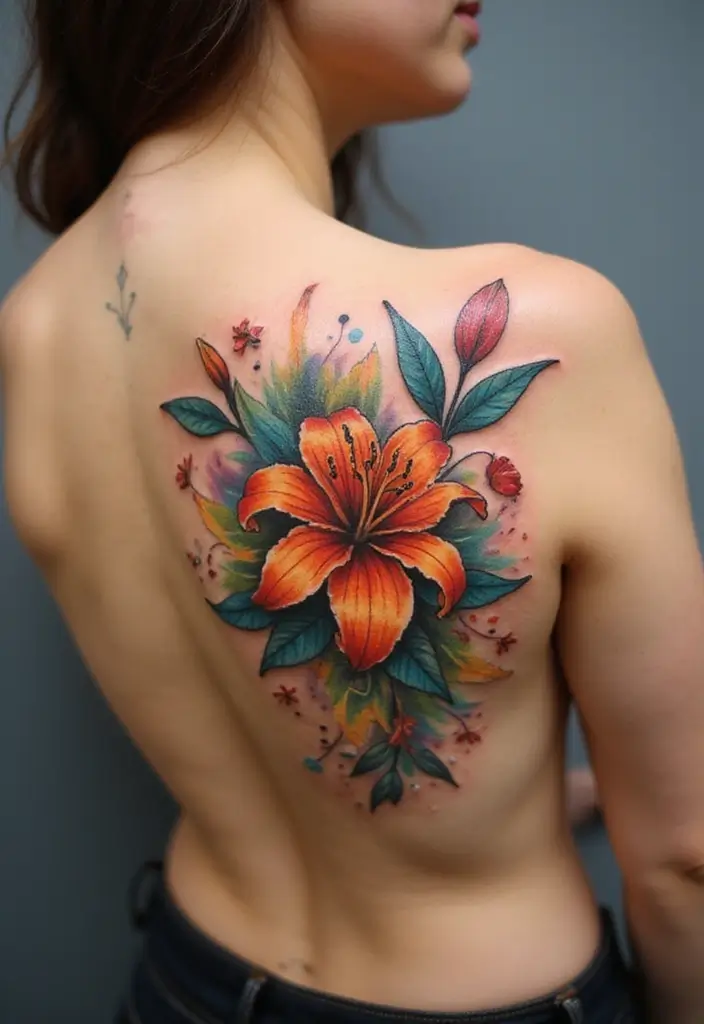 30 Lily Tattoos for Men That Balance Strength and Elegance - 20. Abstract Lily Design