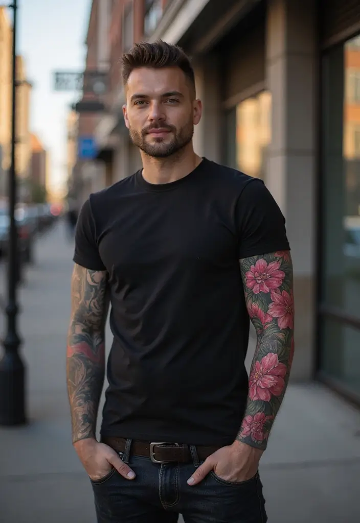 30 Men’s Floral Tattoo Half Sleeve Inspirations - 20. Rhododendron Resilience