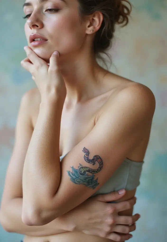 30 Minimalist Small Snake Tattoo Inspirations for Nature Lovers - 20. The Snake and the Water