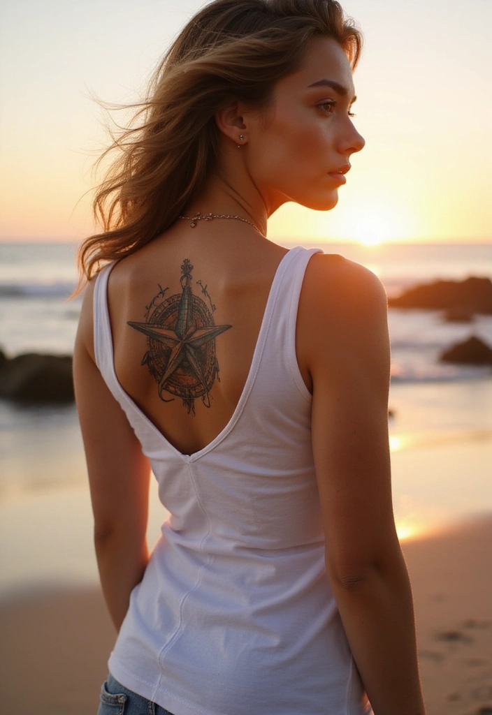 30 Nautical Star Tattoos for Classic Sailor Style - 20. Nautical Star with a Lighthouse