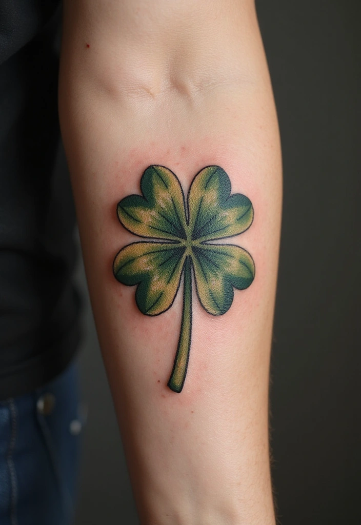 30 Realistic Four Leaf Clover Tattoo Inspirations for Luck - 20. Rustic Charm