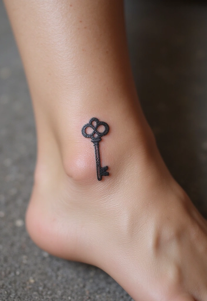 30 Small Tattoo Placements That Make a Big Statement - 20. Tiny Key on the Ankle