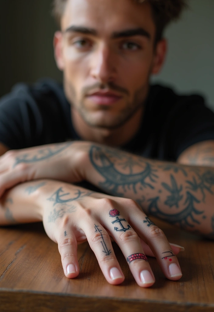 30 Symbol Hand Tattoos for Men That Speak Volumes - 20. The Anchor and Rose