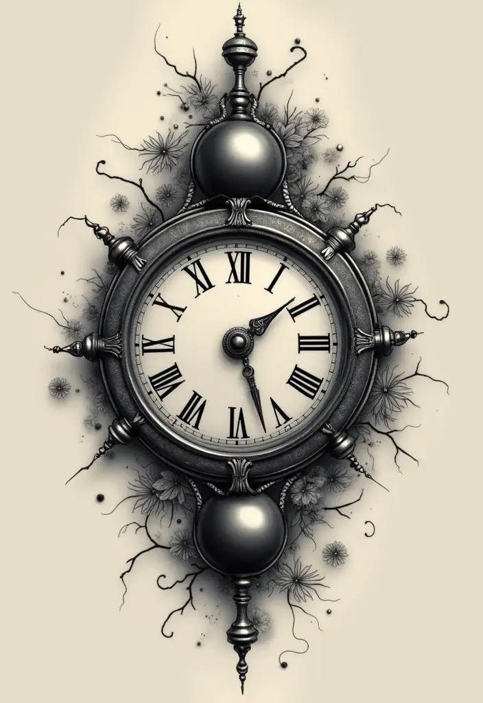 30 Tattoo Black Pearl Ideas to Inspire Your Next Ink - 20. Black Pearl and Clock