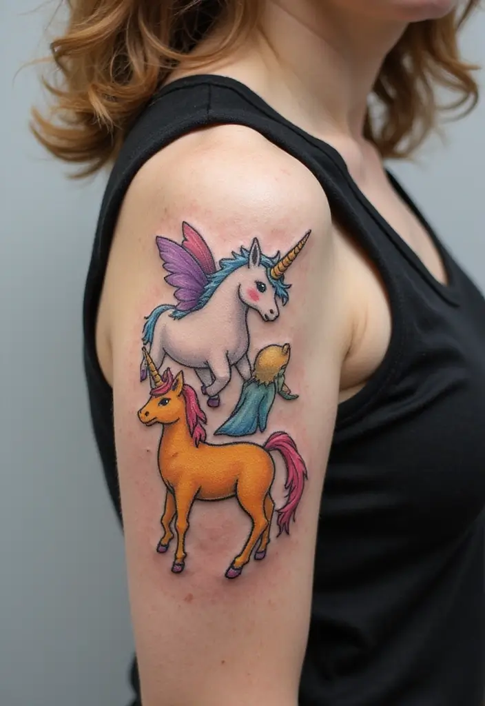 30 Tattoo Shoulder Designs for Women with Feminine Flair - 20. Whimsical Creatures