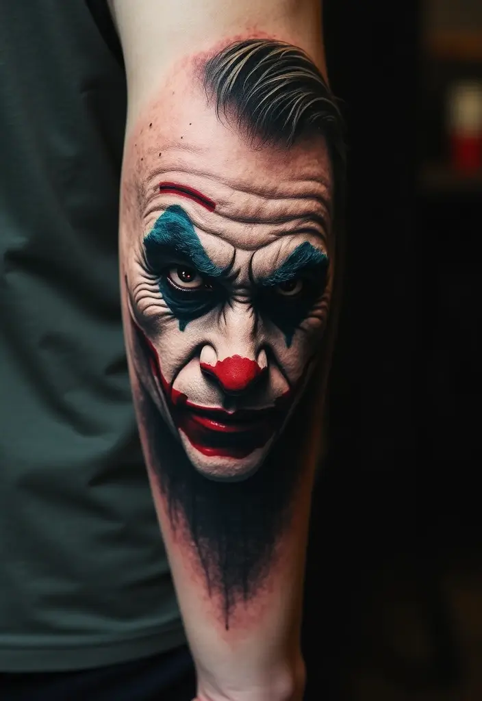 30 The Joker Tattoo Meaning and Unique Designs - 20. The Joker's Face in Shadows