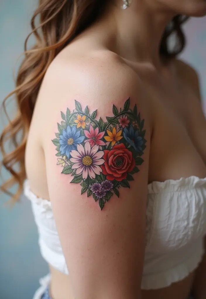 30 Women’s Feminine Arm Tattoos That Look Stylish - 20. Floral Heart Tattoos