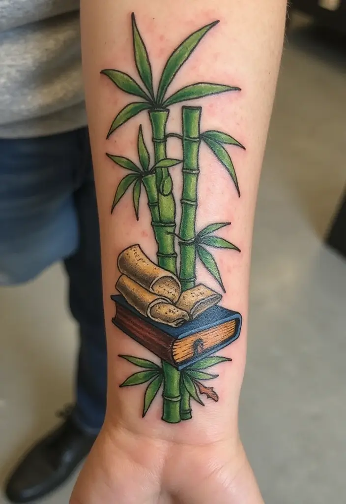30 Bamboo Tattoo Meaning and Artistic Designs - 21. Wisdom and Knowledge