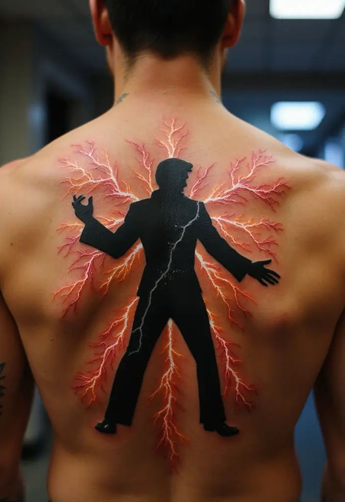30 Elvis Silhouette Tattoo Ideas for Rock Legends - 21. Elvis with Lightning