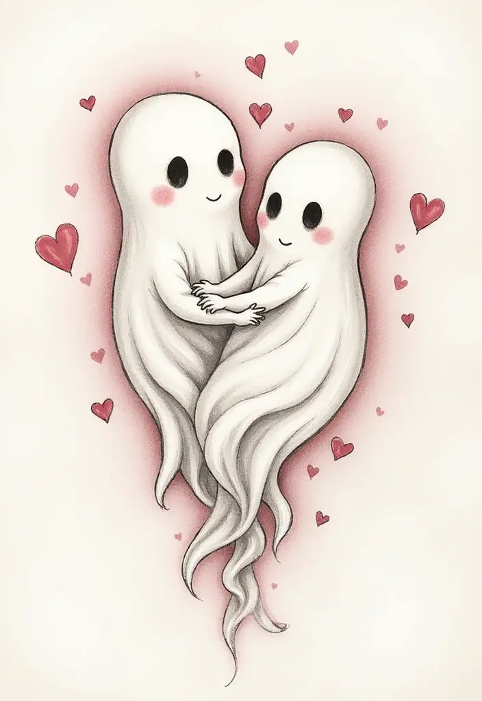 30 Ghost Tattoo Meanings and Designs with Spooky Style - 21. Ethereal Love