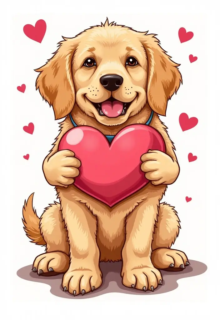 30 Golden Retriever Memorial Tattoos Honoring Beloved Pets - 21. Golden Retriever Holding a Heart