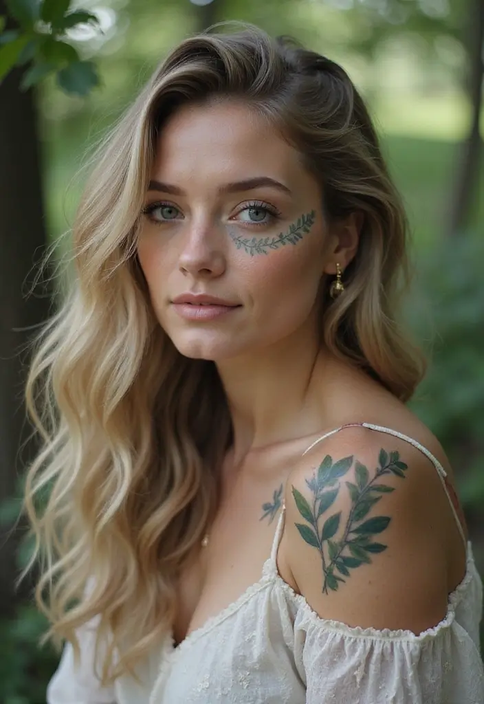 30 Creative Hair Tattoos for Ladies That Stand Out - 21. Eclectic Eucalyptus