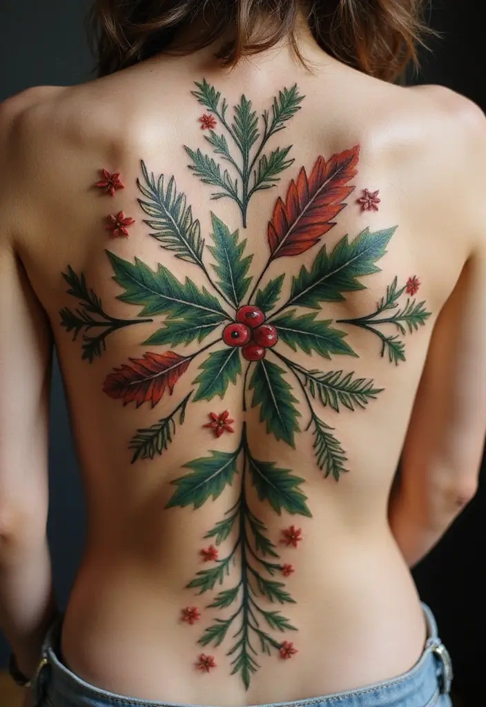 30 Holly Tattoo Meaning and Creative Design Ideas - 21. Holly and Nature's Cycle Tattoo