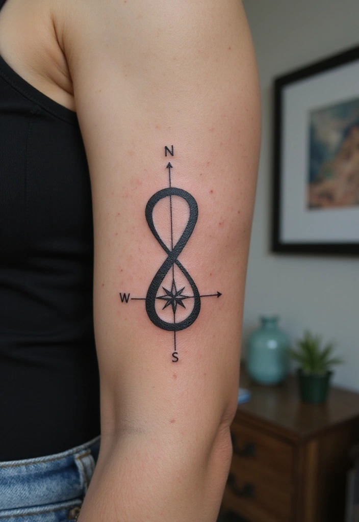 30 Infinity Friendship Tattoo Ideas for Everlasting Bonds - 21. Infinity with a Compass