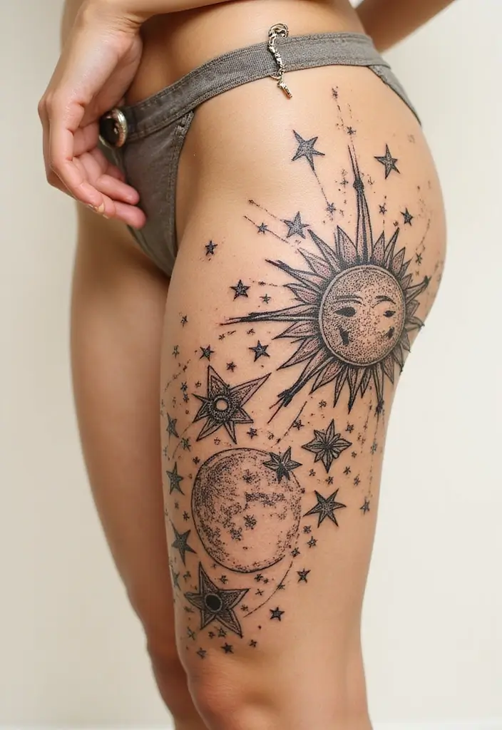 30 Karma Tattoo Meaning and Stunning Design Ideas - 21. Celestial Bodies