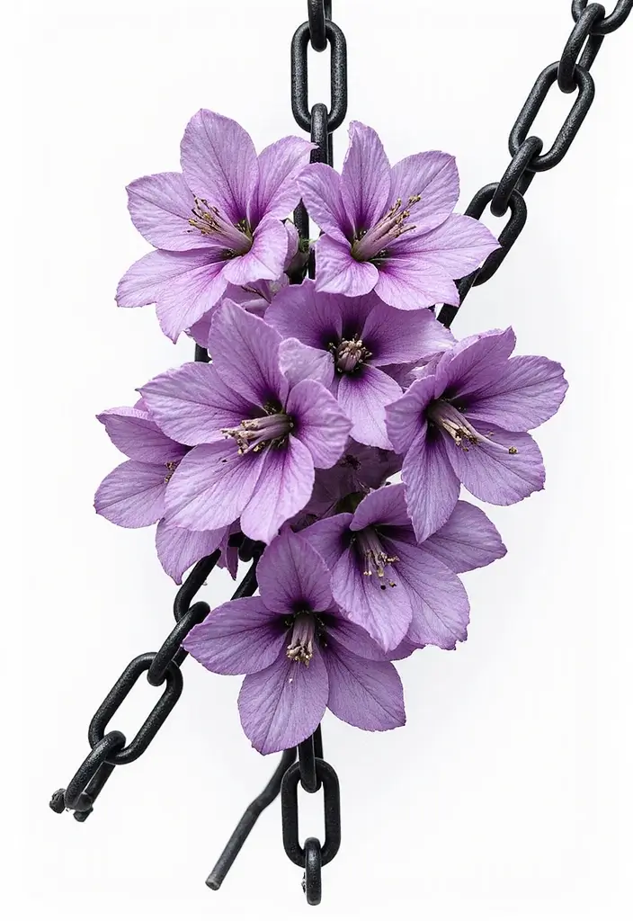 30 Lilac Flower Tattoo Designs with Gentle Symbolism - 21. Lilac and Chains
