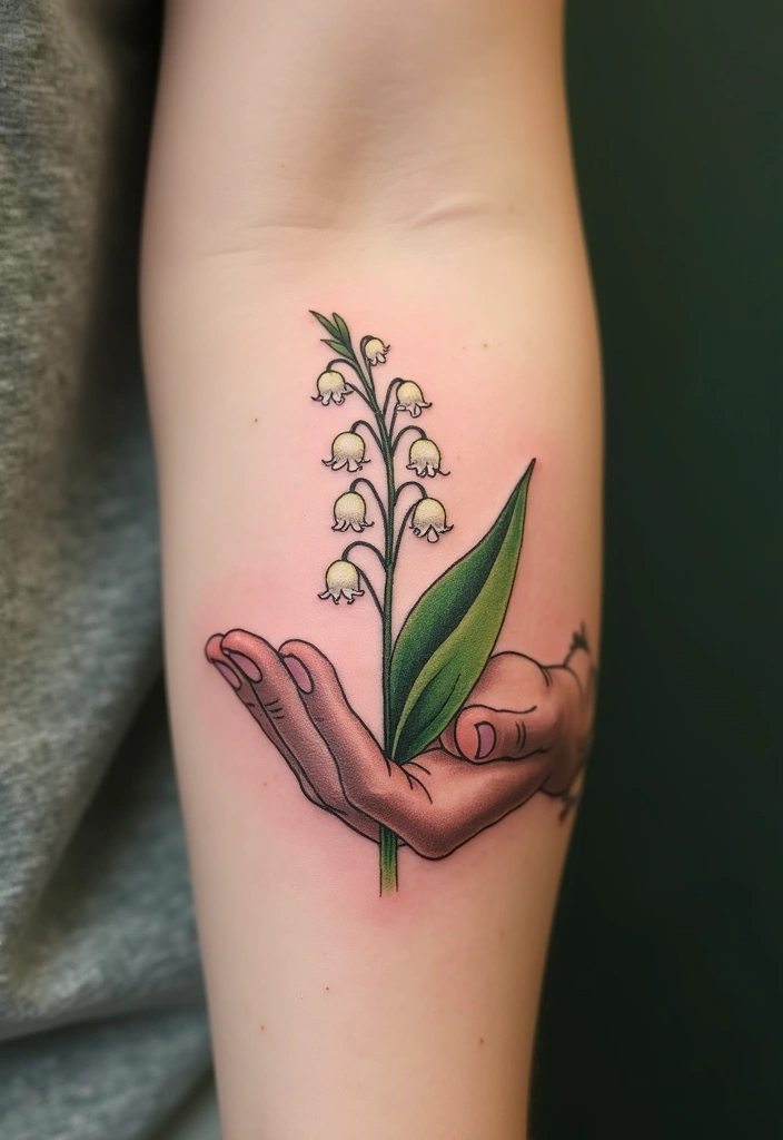 30 Lily of the Valley Tattoo Meaning and Design Ideas - 21. The Nature and Nurture Combo